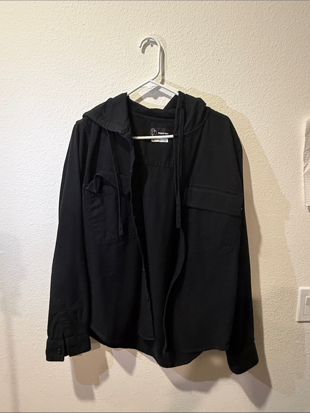 Black Hooded Utility Jacket - Men